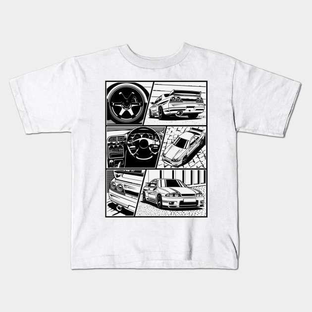 Vintage Race Car Kids T-Shirt by YT-Penguin